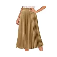 dresstells jupe plissée femme longue taille élastique jupe mi-longue pour femme light khaki 2xl