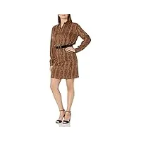 guess mini robe dominique eco à manches longues pour femme, shaka snake brown combo, taille xs