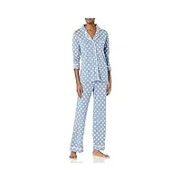 cosabella bella pyjama imprimé à manches longues et pantalon ensemble de pijama, diamond blue diamond/white, s (lot de 2) femme