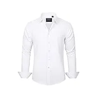 j.ver chemise homme chemisette homme manches longues chemise regular fit business classe casual chemises boutonnées repassage facile blanc xxl