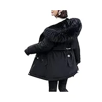 minetom manteau femme hiver doudoune chaud parka longue blouson À capuche en fausse fourrure trenche grande taille duvet en coton c noir l