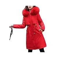 minetom manteau femme hiver doudoune chaud parka longue blouson À capuche en fausse fourrure trenche grande taille duvet en coton a rouge xxl