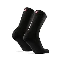 danish endurance 2 paires chaussettes thermiques anti-froid, chaudes & Épaisses, douces, homme femme, noir, 43-47