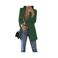 omzin femmes revers ouvert devant blazers un bouton manches longues vêtements d'extérieur solide simple vintage décontracté veste manteau vert foncé xxl
