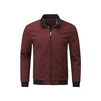 youthup blouson casual zippé à col montant de couleur unie pour homme veste décontractée manteau court rouge-1361 xl