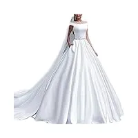 yhfshop robe de soirée femme longue tulle,robe de mariée en satin robe de soirée banquet-white_42,robe de soirée cocktail longue femme