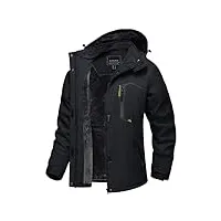 tacvasen veste d'hiver imperméable en polaire avec capuche amovible pour femme, noir , xl