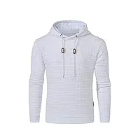 justsun sweat à capuche homme pull homme sport casual hoody hooded sweatshirts blanc l
