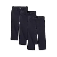 amazon essentials pantalon chino kaki coupe droite uniforme garçon, lot de 3, noir, 8 ans