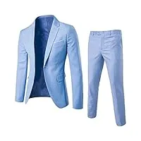 spirworchlan costume 2 pièces pour homme, coupe ajustée, costume de mariage, moderne, pantalon pour homme d'affaires, blazer, veste, pantalon de costume, bleu clair, taille s