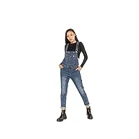 nina carter salopette en jean pour femme boyfriend look usé jumpsuit denim combinaison d'été, bleu moyen (s512-3), s