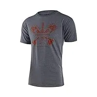 troy lee designs 40th piston bone short sleeve t-shirt tee mens unisex casual crew neck adult (xxl, heather gray)