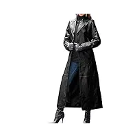 manteau long en cuir noir pour femme veste en similicuir pleine longueur pour femme manteau long