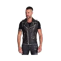d'arienzo veste cuir homme noir sans manche biker agneau moto motard ceinture blouson cuir véritable made in italy ermal 52/xl/noir
