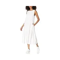 the drop ilana robe longue en popeline, coupe ample sans manches, ourlet large pour femme, blanc, s