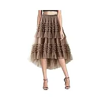 femme jupe longue jupe maxi pour soirée mariage haute taille tulle femme vintage jupon mi-longue jupe en tulle taille elastique multi couché petticoat tutu
