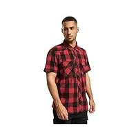 brandit checkshirt halfsleeve chemise, rot-noir, xxl homme
