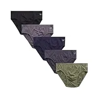 reebok sous-vêtements pour homme - taille basse avec poche de contour (lot de 5), gris/bleu/vert/noir, large