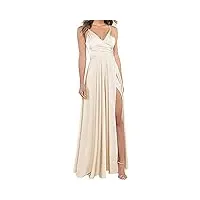 kurface robe de demoiselle d'honneur à bretelles spaghetti pour femme - robe de soirée formelle en satin - longueur au sol, champagne, 40