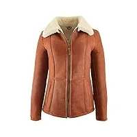 house of leather femmes peau de mouton véritable manteau mi-longueur style classique scarlett bronzer (42)