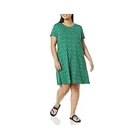 amazon essentials robe trapèze à manches courtes, encolure dégagée (disponible en grande taille) femme, vert fleuri, xs