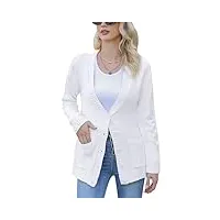 irevial gilet femme long veste tricot hiver pull Épais manches longue cardigan avec boutons manteau chic blanche, xxl