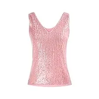 grace karin femmes shimmer glam tops sequin embelli sparkle v-neck sans manches tunique tank sexy blouse 2xl rose cl0813a21-02
