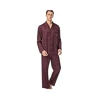 lache plus la taille hommes pyjamas 100% soie chemise de nuit ensemble manches longues homewear chambre soie vêtements de nuit，marron，xxl