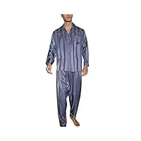 ensembles de pyjama en soie pour hommes pantalons à manches longues 2pc pjs suit doux et confortable chemise de nuit vêtements de nuit m-3xl
