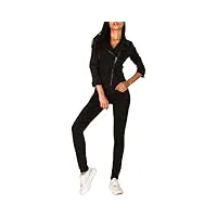 egomaxx ensemble jeans pour femme combinaison de motocycliste monobloc asymétrique, couleurs:noir, taille:42