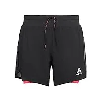 odlo women's axalp trail 6 inch 2-in-1 running shorts, black - paradise pink, s