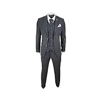 costume 3 pièces en tweed noir pour homme - style vintage années 1920, costume gris pour homme, l