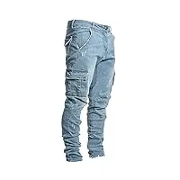 adossac jeans pour homme pantalon denim slim fit homme jean vetement pantalon de survêtement jeans homme coton denim de couleur pantalon de travail hip-hop délavé vintage bleu xxl