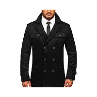bolf homme manteau trench-coat double rangée elegant col montant haut col a revers impermeable veste longue avec ceinture outdoor style m3142 noir l [4d4]