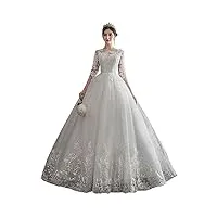 mariée de mariage maxi puffy tulle robe sexy broderie Élégante dentelle puffy jupe soirée robe de bal jolie robe, l-f, blanche, l