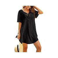ekouaer robe de plage pour femme,v-neck bikini cover up,sexy poncho de plage dentelle au crochet tunique d'été (noir-l)