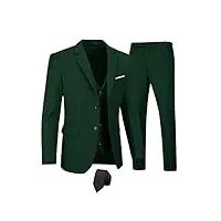 furuyal ensemble de costume 3 pièces pour homme, coupe ajustée, deux boutons pour mariage, affaires, smoking solide, veste, gilet, pantalon avec cravate, vert foncé, taille s