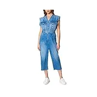 [blanknyc] combinaison en jean sans manches pour femme avec ceinture, pull confortable et élégant, bouffant, taille l