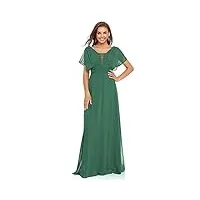 ever-pretty robe de bal soirée col en v  sans manche taille empire a-line mousseline de soie femme vert mousse 42