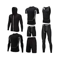 vêtements de sport pour hommes 7 fitness sports de sport d'hommes avec la veste de compression collants 3 t-shirts 2 shorts survêtement de compression pour hommes ( color : black , taille : s )
