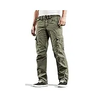 timezone benitotz benito pantalon cargo pour homme avec ceinture en tissu, light tank green, 31w x 30l