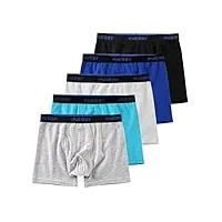 innersy boxer garcon coton culotte sous-vetement respirants calcon enfant ado 6-18 ans lot de 5 (12-14 ans, noir/blanc/gris/marine/bleu)