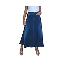 jupe en jean maxi en denim stretch pour femme avec large bas Évasé bleu délavé foncé 40-50 (50)