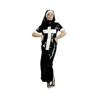 robe longue en latex avec garnitures d'habitude nune sur les côtés, bandeau croisé et fermeture éclair dans le dos, combinaison moulante en caoutchouc, blanc transparent, xx-large