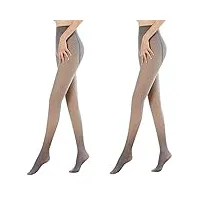 turmin collants d'hiver, 2 paires de jambes minceur collants thermiques polaire chaud femmes translucide slim extensible pantalon taille haute leggings, gris-320g(-10-5℃