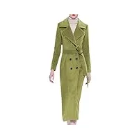 manteau long d'hiver en cachemire pour femme - chaud et épais - en laine - mélange de laine pour femme - tenue de fête élégante, jaune/vert, xxl