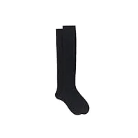 gallo - la chaussette italienne, mi-bas, men's long ribbed plain charcoal grey cashmere socks