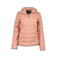 spyder women's clara short puffer hooded full zip jacket, misty rose large