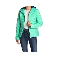 spyder women's clara short puffer hooded full zip jacket, vintage medium