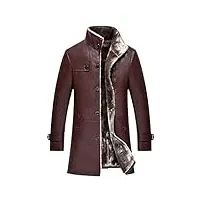 manteau d'hiver en cuir de mouton pour homme avec manches longues et boutons coupe ajustée, comme sur l'image 3, xxxl